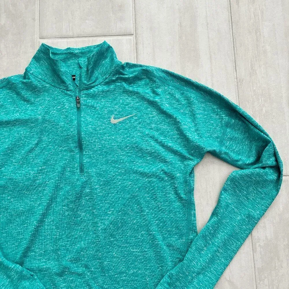 Nike Element Half-Zip Running Top Aqua Blue XS Dri-Fit Lightweight Outdoors Mesh
